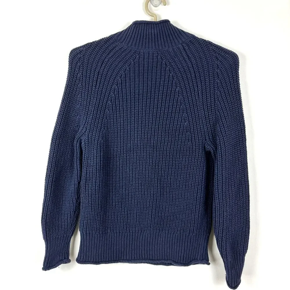 J. Crew Relaxed Rollneck Sweater Navy Blue Small Cotton BE159 2023